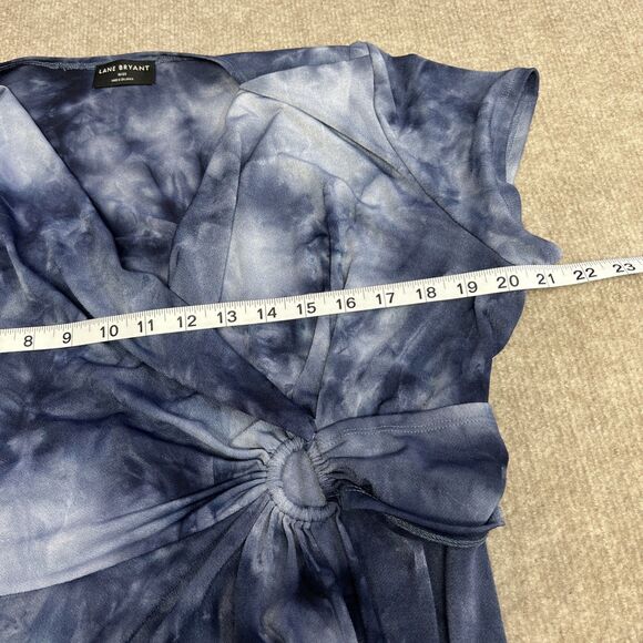 Lane‎ Bryant Size 18 Tie Dye Cloud Wash Wrap Midi Dress Boho Stretch Comfort - Picture 8 of 9